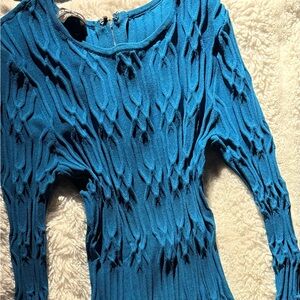 BeBe Teal Textured Long Sleeve Dress